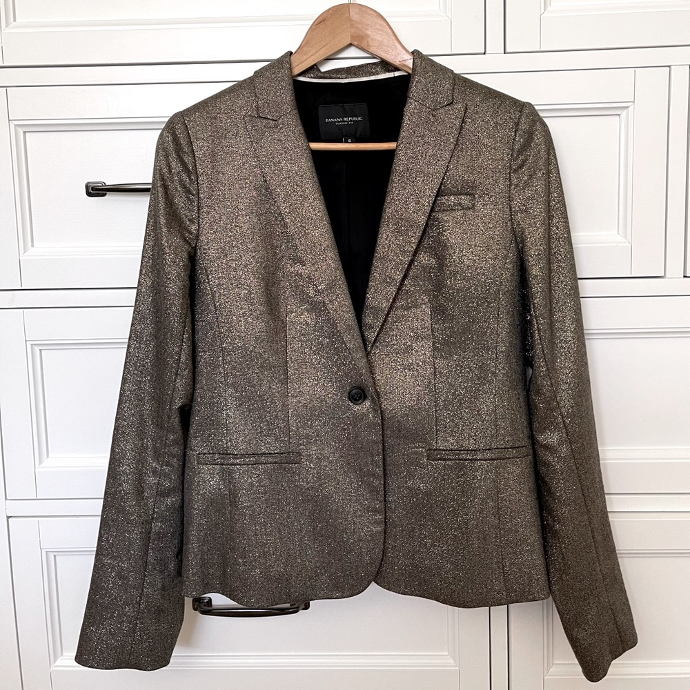 Banana Republic Gold Metallic Shimmer Blazer (size 6)
